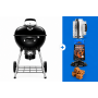 Grill węglowy 18" Premium Charcoal Kettle czarny  47 cm + zestaw (komin do rozpalania #67802, węgiel drzewny 3 kg #67107, podpałka 100 szt. #67052)